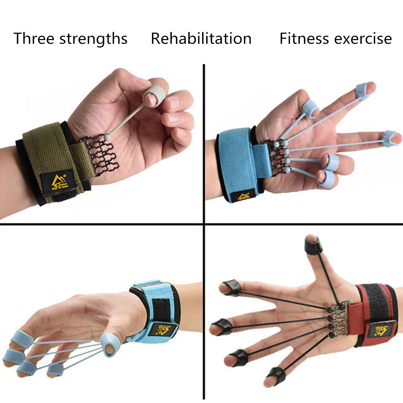 Ejercitadores de dedos y fortalecedor de agarre de fuerza, entrenamiento con estirador Alpha Gripz, equipo de fortalecimiento para terapia física de muñeca, extensor de antebrazo (rojo)