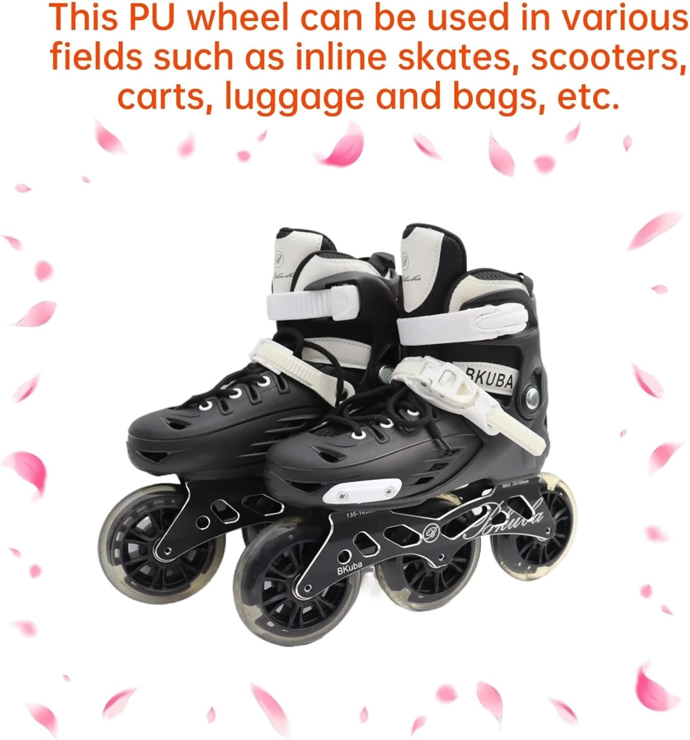 Inline Skate Wheels 2-Pack 100mm (4 Inch) Inline Skate Wheels with ABEC-7 Bearings, PP+PU Replacement Wheels for Scooters, Strollers, Roller Skates(Yellow)