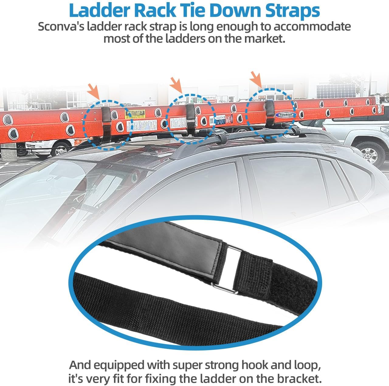 Reusable Ladder Straps, Ladder Rack Tie Down Straps with Nylon Hook & Loop image 3