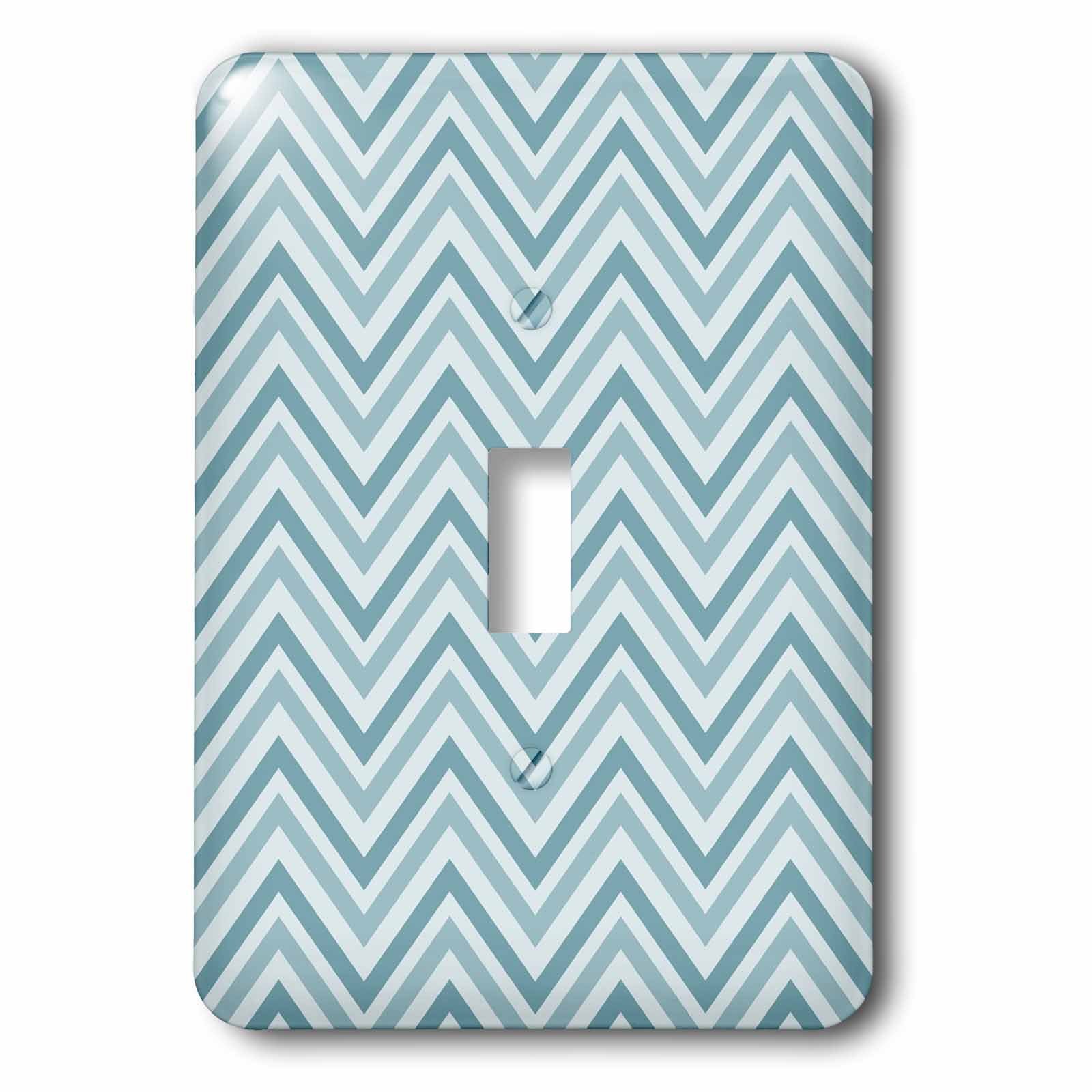 Interrupteur à bascule simple bleu et blanc motif chevron 3dRose LSP_123632_1