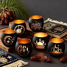SHMILMH 斋月餐桌装饰、斋月穆巴拉克装饰、玻璃 Votive Tealight 烛台、开斋节家庭礼品装饰
