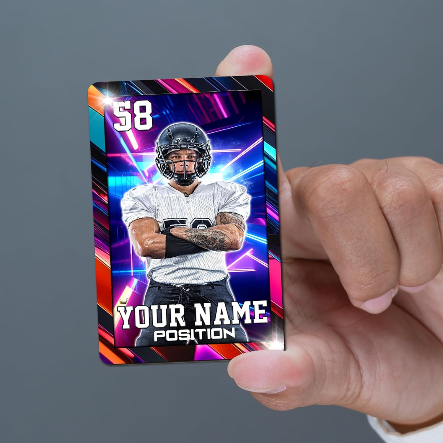 Custom Football Trading Card – Personalized Sports Card with Photo & Stats – Custom Name Gift for Collectors, Men, Boys – Unique Keepsake for Sports Lovers (Football Card 06)