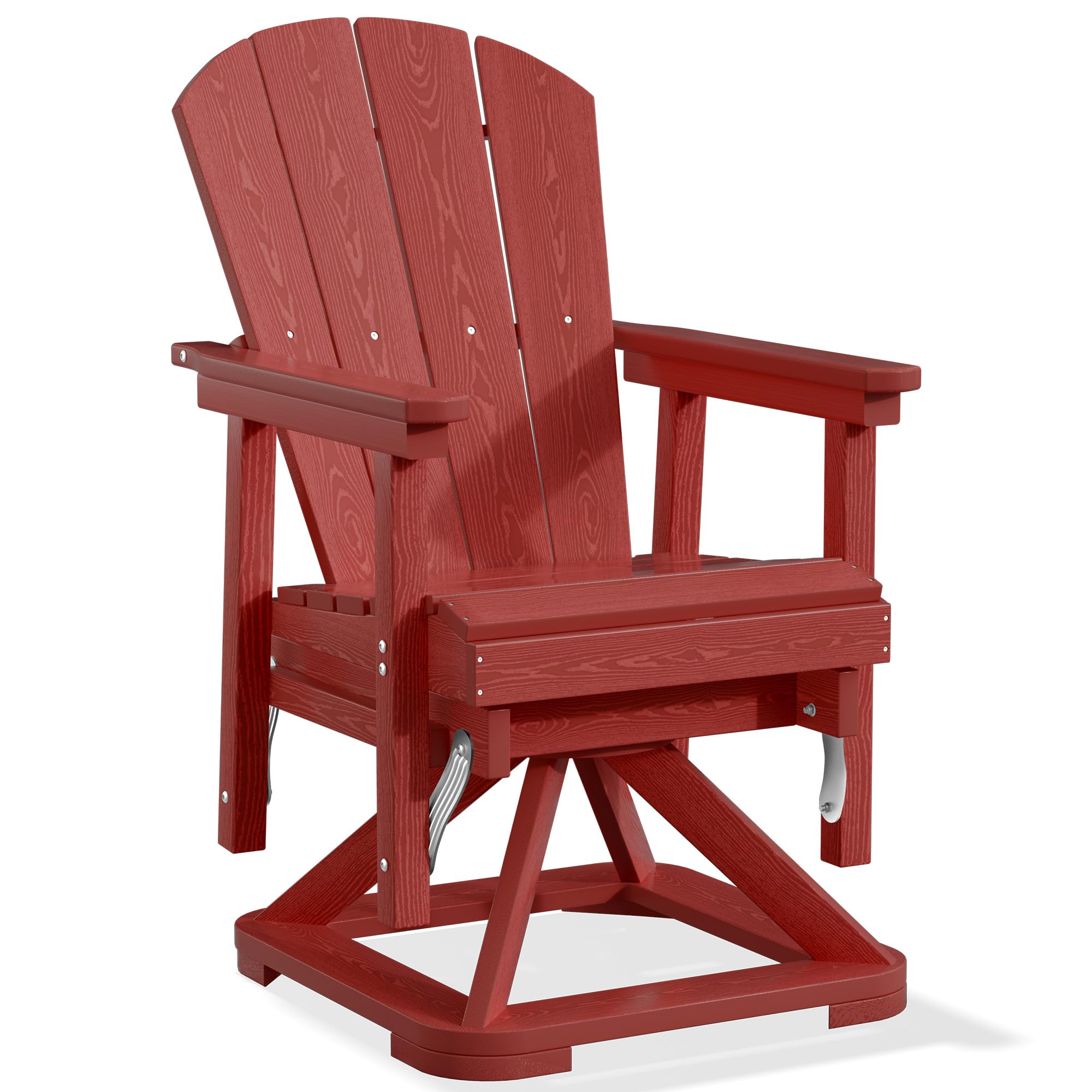 PLUUV Adirondack Swivel Glider Chair, 360° Swivel &amp; Smooth Glide, Red