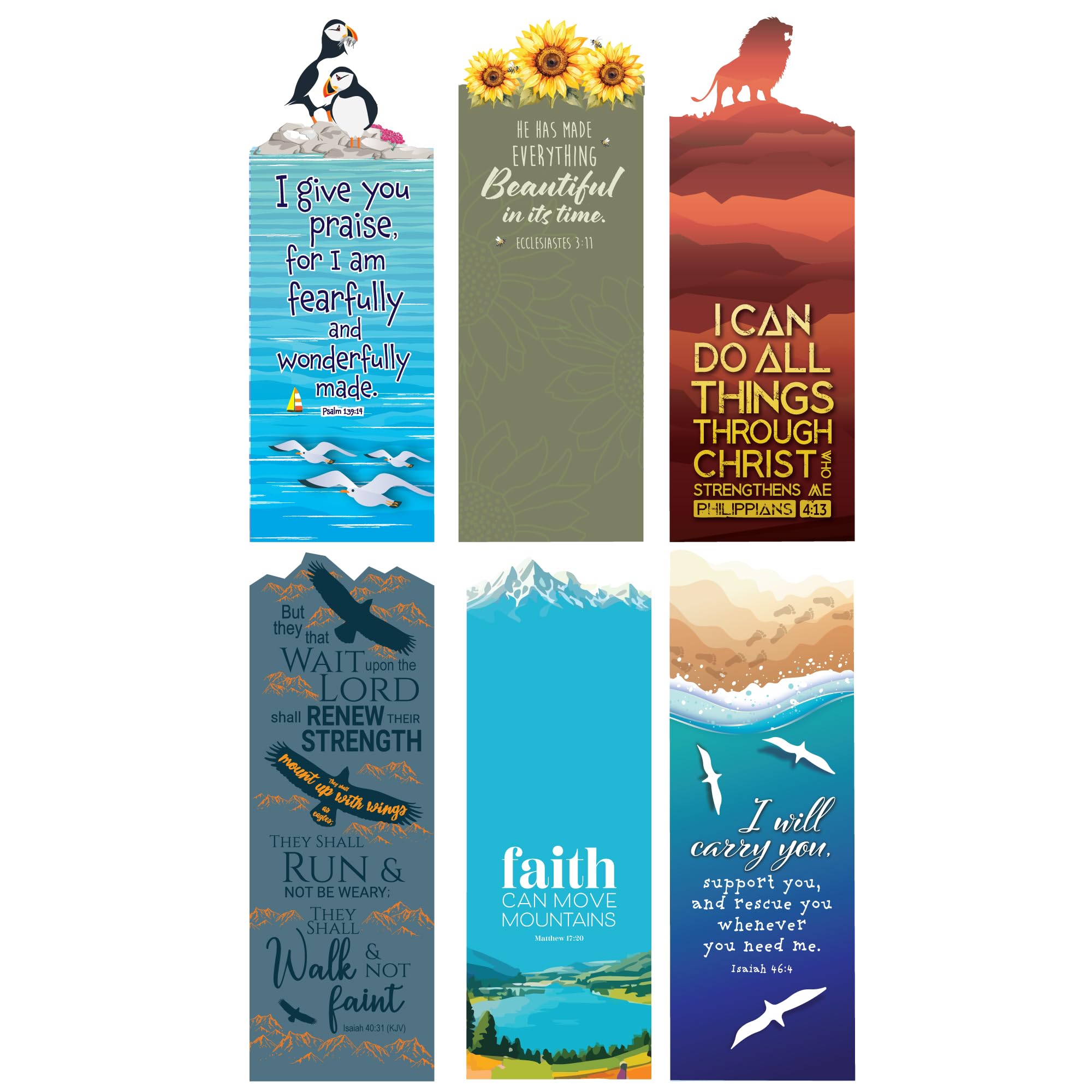 Christian Bookmarks, Paper Bible Verse Bookmarks 6 Pack, Just Cards Direct