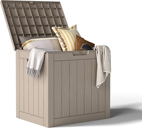 Miniatura 9 de Caja para Terraza de Resina Impermeable de 80 Galones, Resistente a los Rayos UV, Almacenamiento al Aire Libre para Jardín, Patio, Porche, Paquetes,