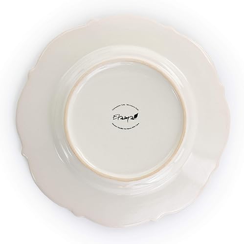 Miniatura 3 de MISC Juego de vajilla de cerámica festoneada en relieve de 16 piezas en color blanco texturizado, casual, redondo, apto para lavavajillas