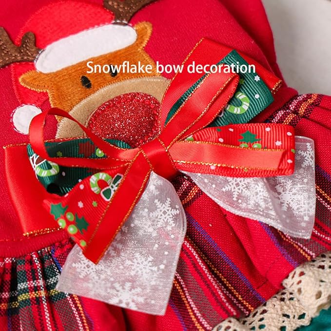 Vestido Navideño para Perro Pequeño con Reno y Lazo - Talla M miniatura 7