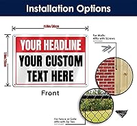 Vista 6 de Custom Signs Outdoor Metal - 12 x 8 Personalized Entrance Garden Hazard Parking Signs for Business, Rust-Proof .040 Aluminum (Personalized Headline)
