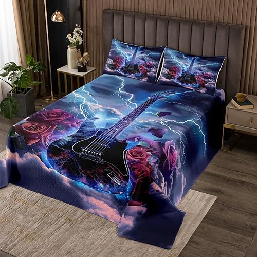 Miniatura 18 de Juego de edredón abstracto con cinta musical retro, tamaño individual, diseño vintage de radios de los años 80, juego de edredón de casete de audio