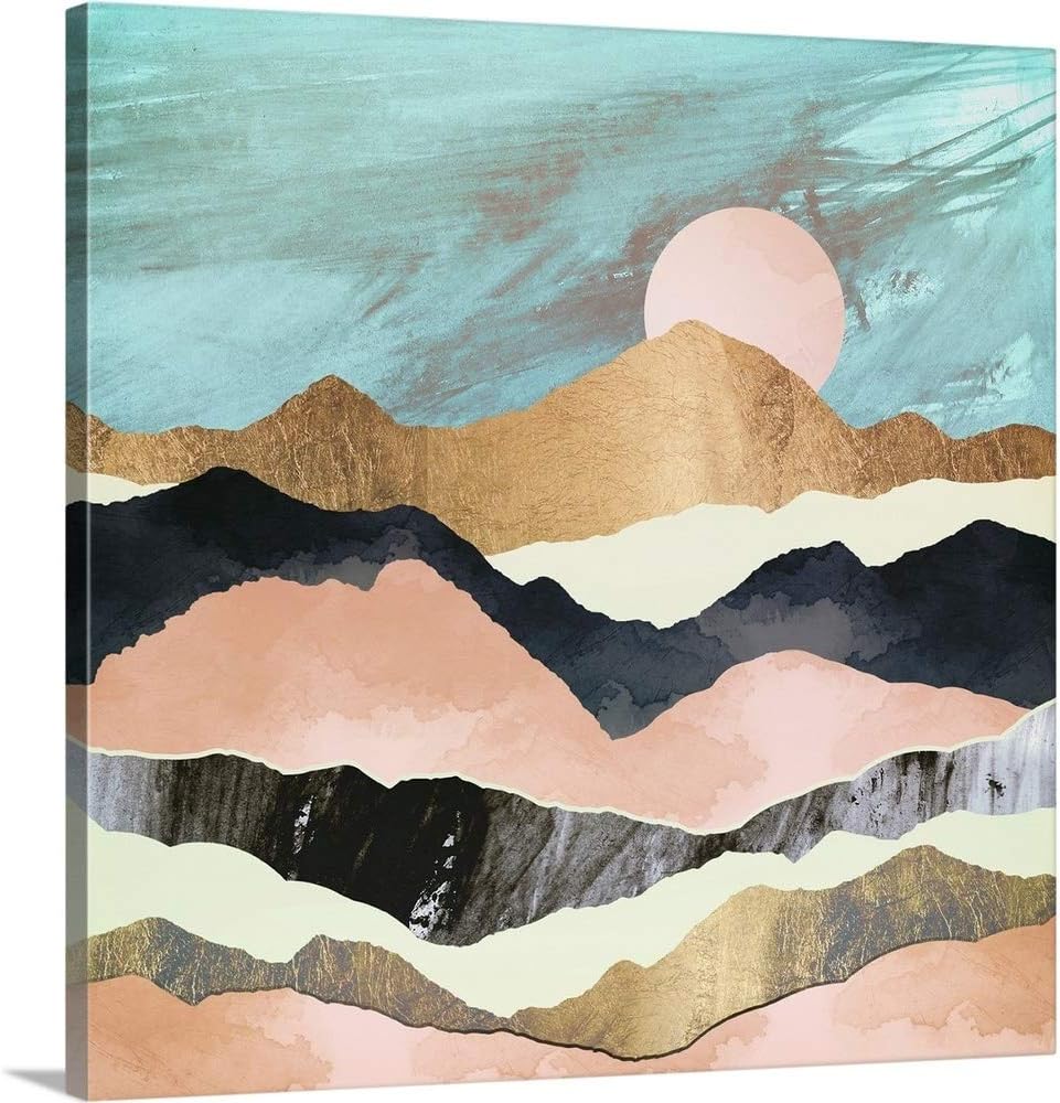 CANVAS ON DEMAND Pink Mountains Canvas Wall Art Print by Spacefrog Designs, Abstract, Contemporary, Home Decor, Modern Abstract, Nature Artwork, 10" x10in