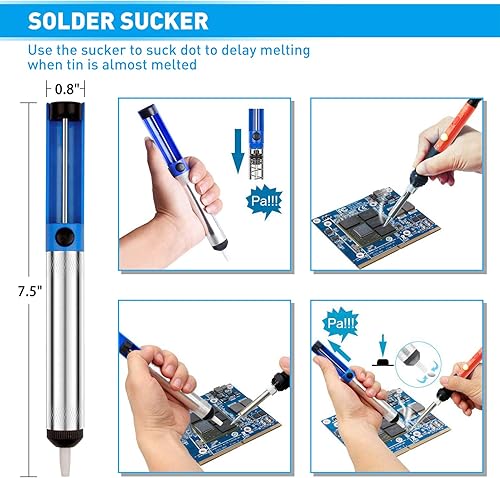 Miniatura 6 de Kit de soldador mejorado, 60 W, con temperatura ajustable, herramienta soldadora con interruptor de encendido/apagado, para reparaciones eléctricas