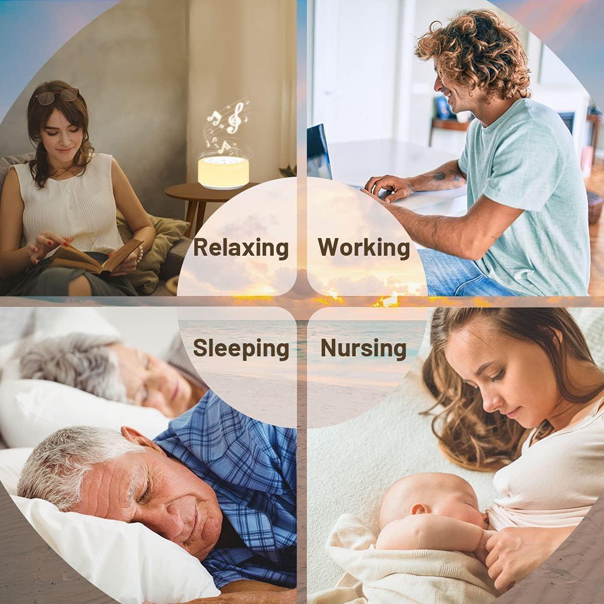 Soother Sleep Sound Machine Night Light White Noise Machine with 30 Soothing Sounds & 12 Color Night Lights for Baby Kids Adults Brown Noise Machine with Timer & Continuous Play for Home Travel Office