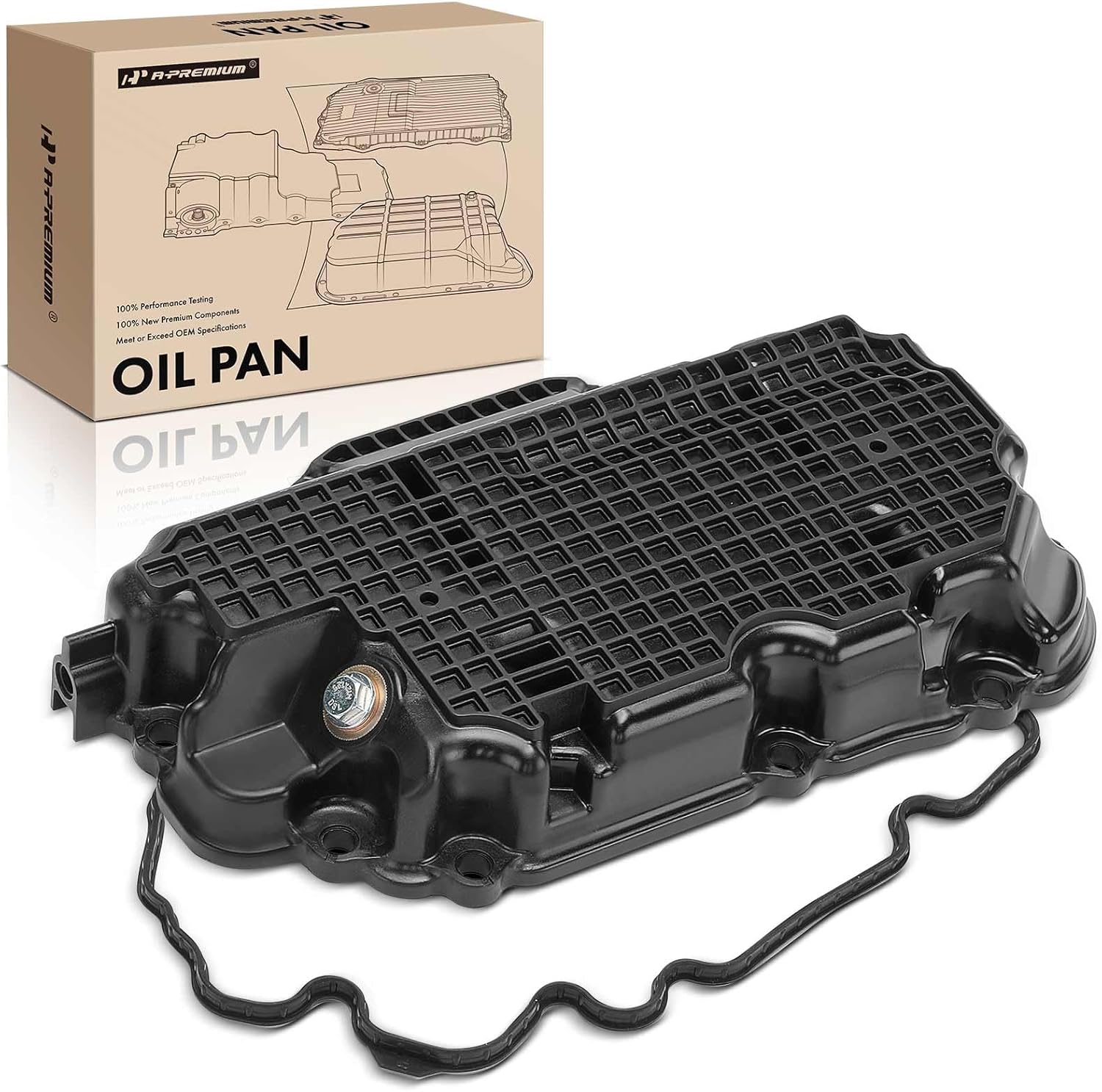 A-Premium Engine Oil Pan Sump with Drain Plug & Gasket Compatible with Infiniti Q50 2016-2020, Q60 2017-2021, 3.0L, AWD Only, Replaces 111105CB2B