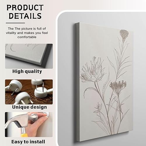 Miniatura 5 de Wivsev Arte de pared floral, lienzo de flores silvestres, decoración de pared de arte bohemio para dormitorio, sala de estar, baño (16 x 24 x 3