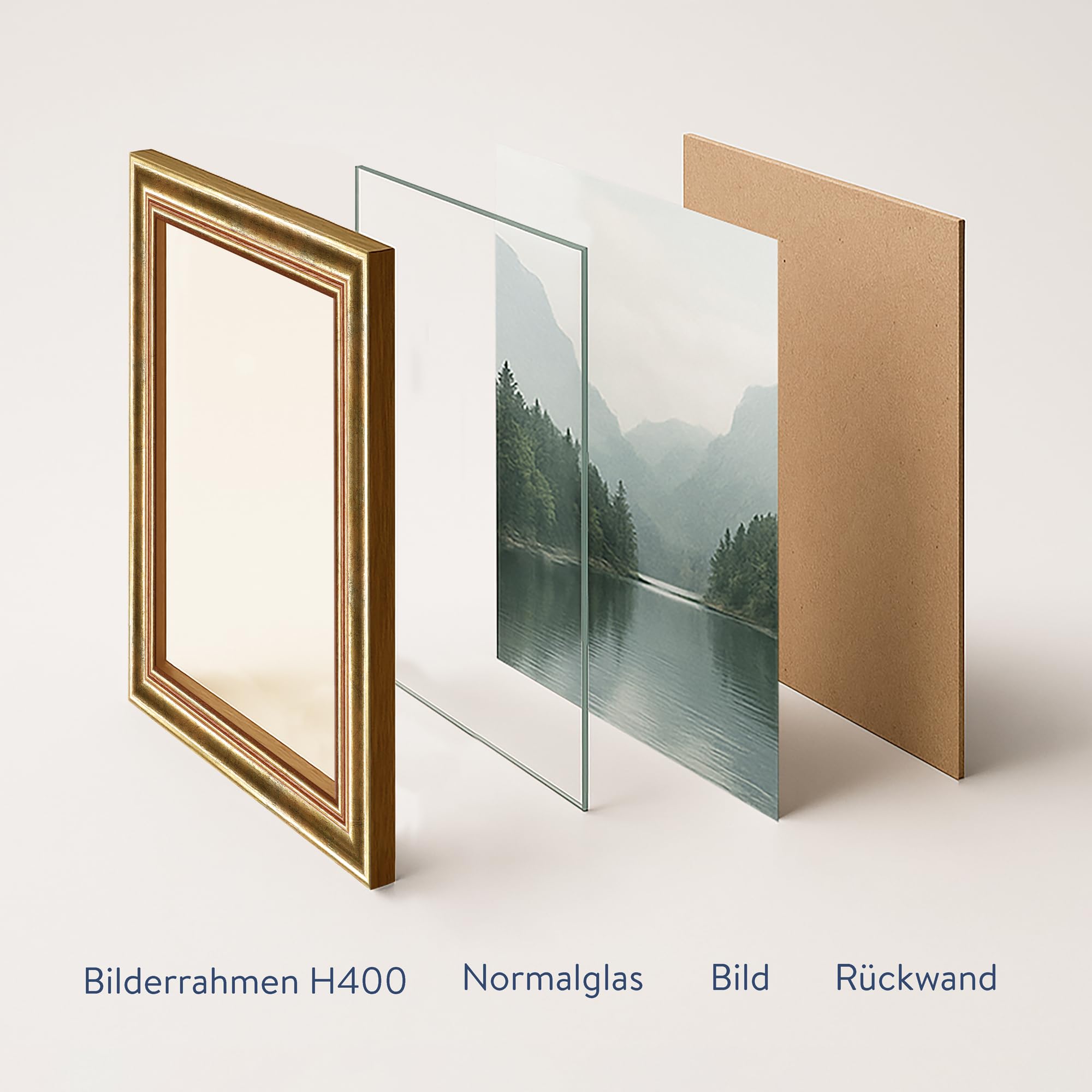 WANDStyle goldener Bilderrahmen 40x50 Holz, Bilderrahmen Gold Vintage | Hochwertiger Holzbilderrahmen Antik, Posterrahmen zum Aufhängen, Rahmen 50x40 cm, Fotorahmen H400 Made in Germany