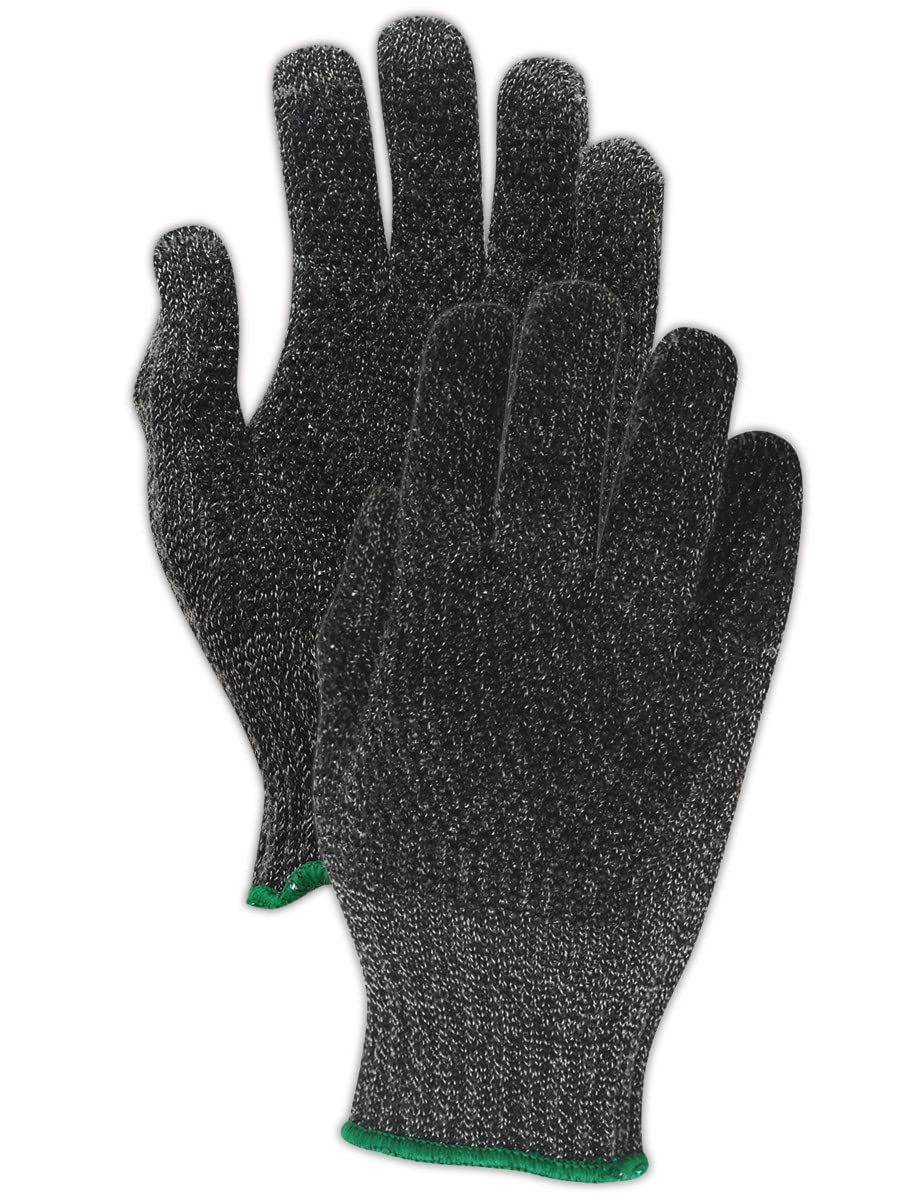 MAGID XKS200PR-5 Cut Master XKS XKS200PR Gloves with PVC Dots on Both Sides, Cut Level 4, Size 5, Black (Pack of 12)