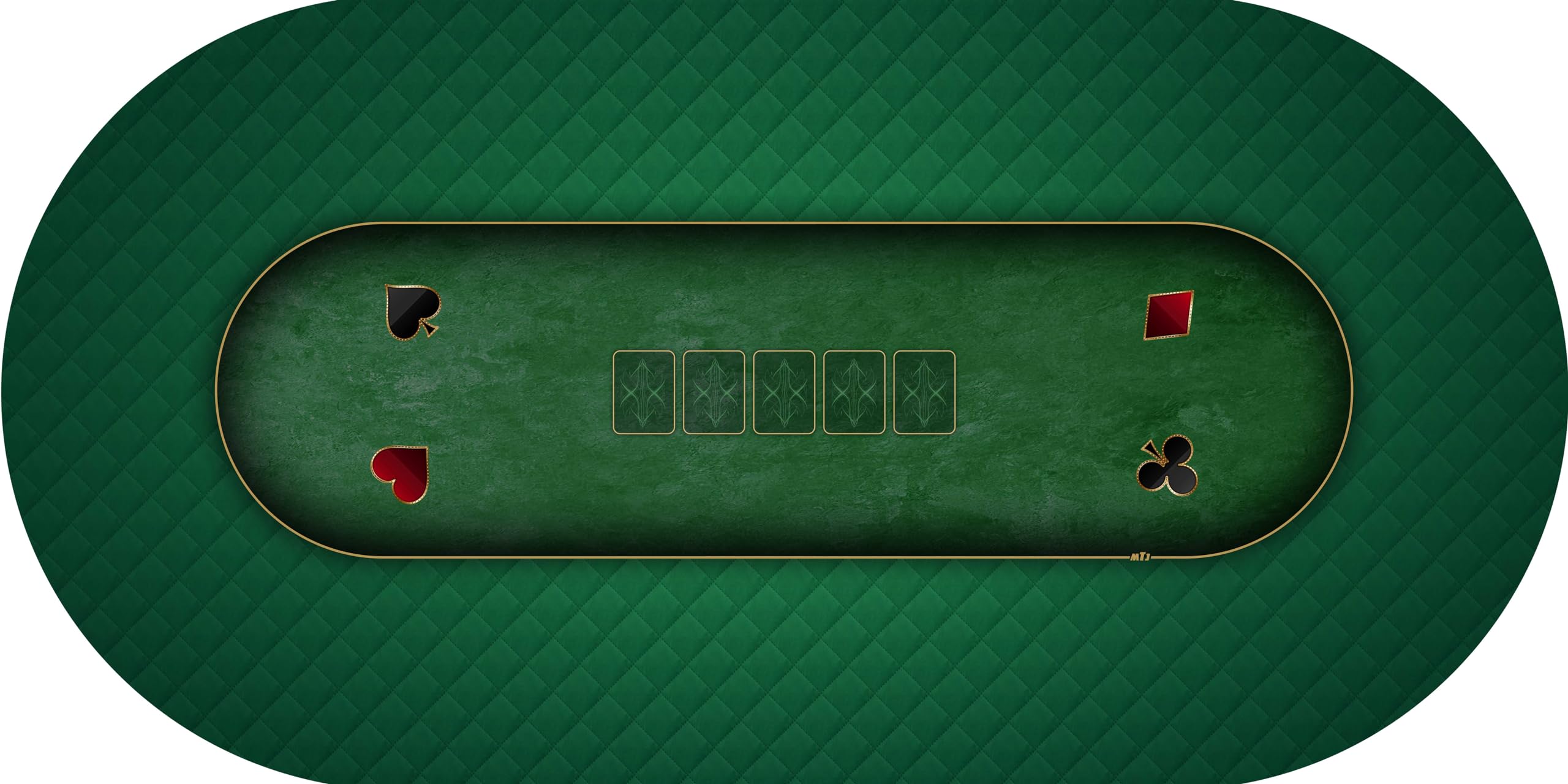 Tapis de Poker - Ovale Vert - 180 x 90 cm - Epaisseur 3 mm - Fabrication Française