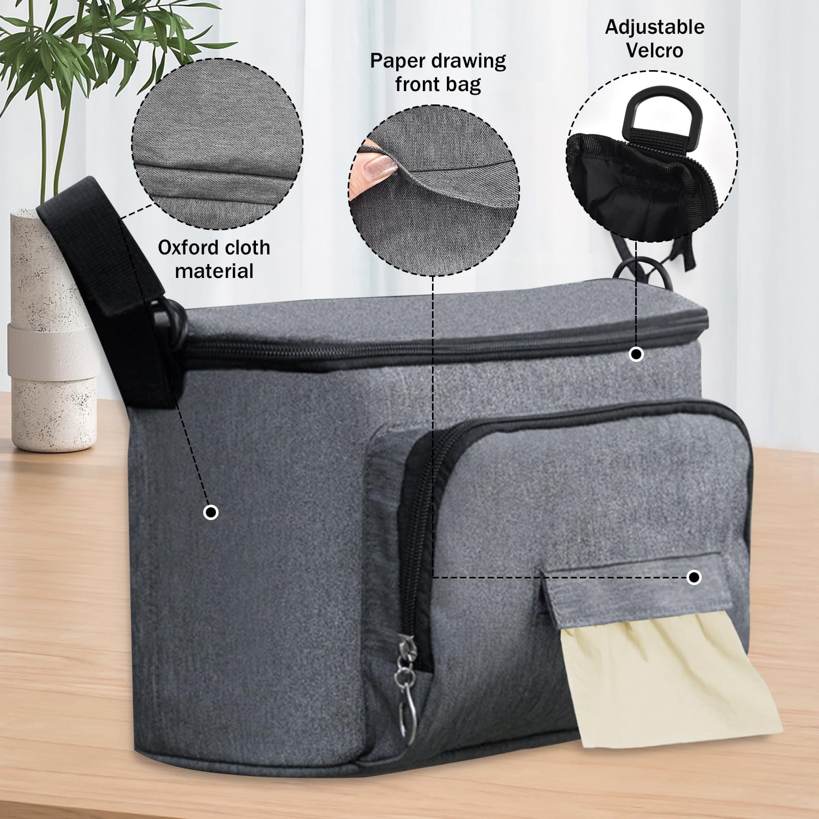Colexy Organizador universal para cochecito de bebé, bolsa multifunción, resistente al agua, correas de hombro ajustables, bolsas organizadoras para pañales, biberones, azul