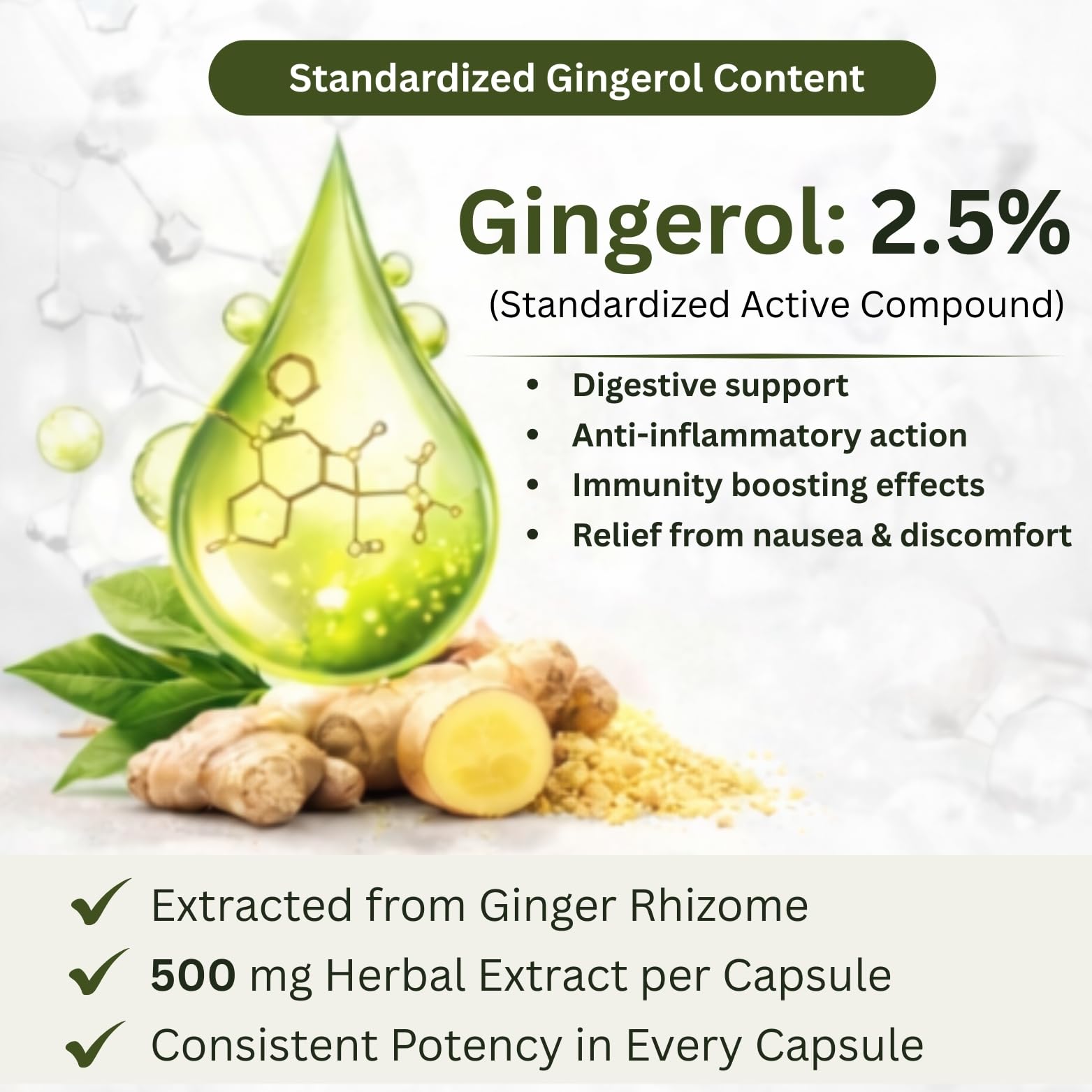 Saunth (Dry Ginger) 500mg Capsules | 60 Veg Capsules | Ginger Herbal Supplement For Digestive Support, Metabolism Support And Immune Wellness | Plant-based Ayurvedic Formula For Men And Women — Amazon image 3