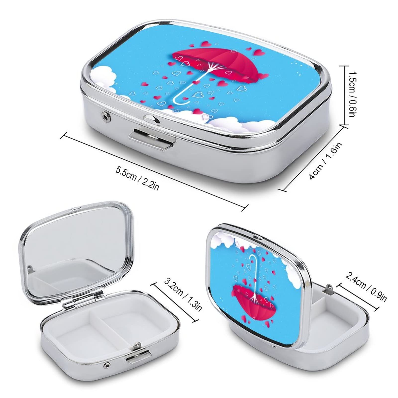 Pastillero Del Gremio De Filósofos Desempleados Cielo Azul Amor Paraguas Rojo Pastillero Decorativo Con Caja De Regalo, Medicina De Moda