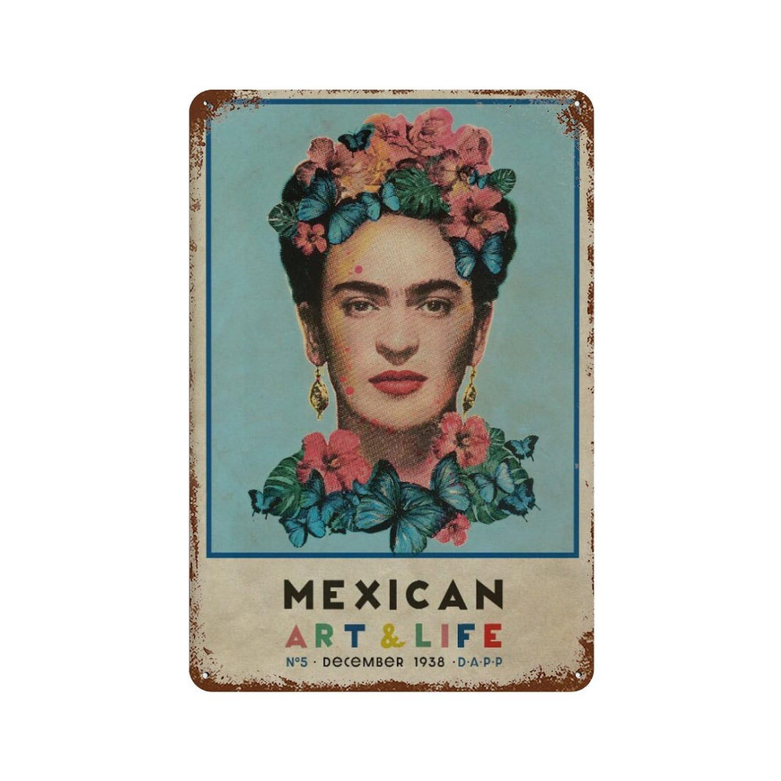 xiaoxiaoshen Frida Kahlo Mexican & Life Vintage Magazine Cover Wall Decor Art Metal Tin Poster Modern Home Decor Art Home Bar Shop Decorations Vintage Sign 30x20cm