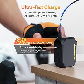 Tiny Pump Bike Pump with Gauge Portable Ultra-Mini 120PSI Electric Bicycle Pump Type-C Rechargeable Battery