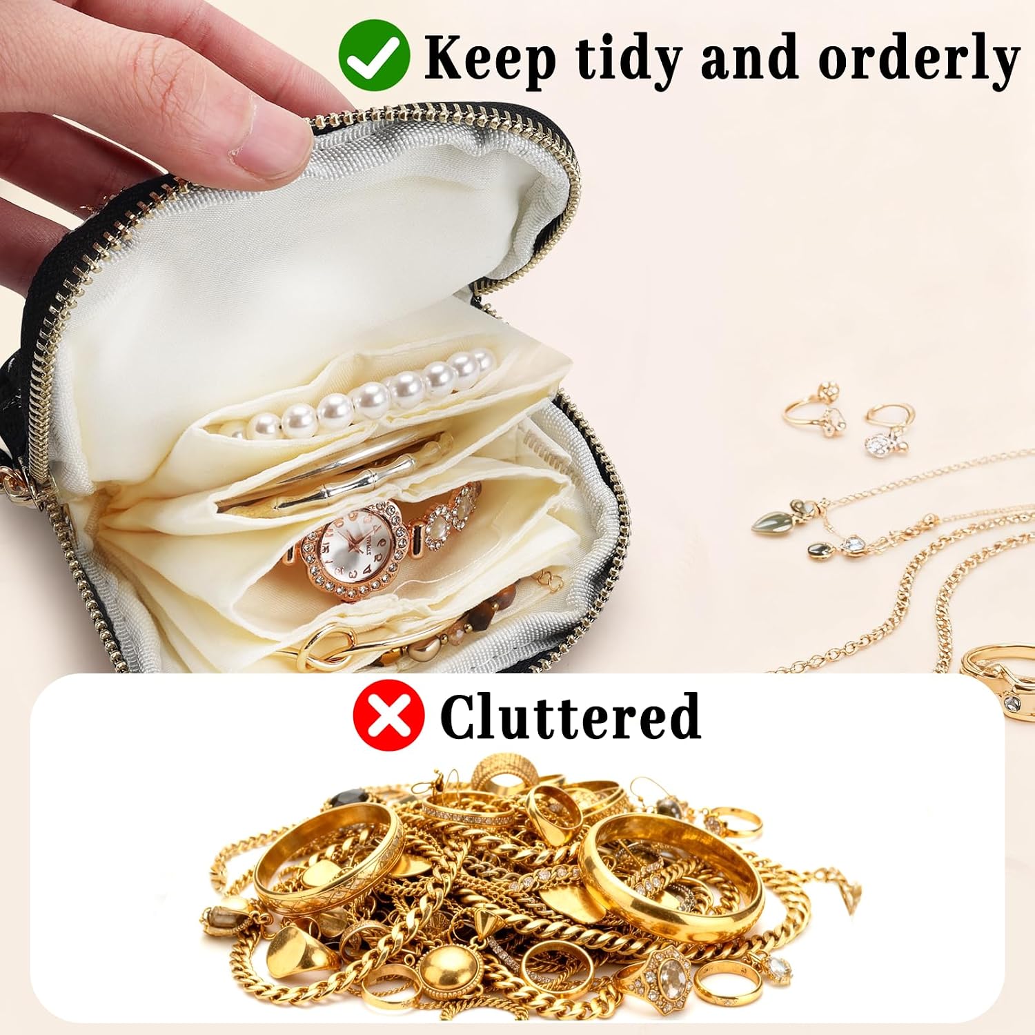 Travel Jewelry Case for Women, Portable Pouch Bags Velvet Organizer image 4