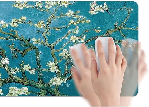 McStorey Van Gogh Desenli Büyük Masa Pedi 90x40 cm 3 mm Kaymaz Tabanlı Desk Mat Kumaş Mouse Pad Klavye ve Mouse İçin Geniş Yüzey Ev Ofis Gaming Açık Yeşil