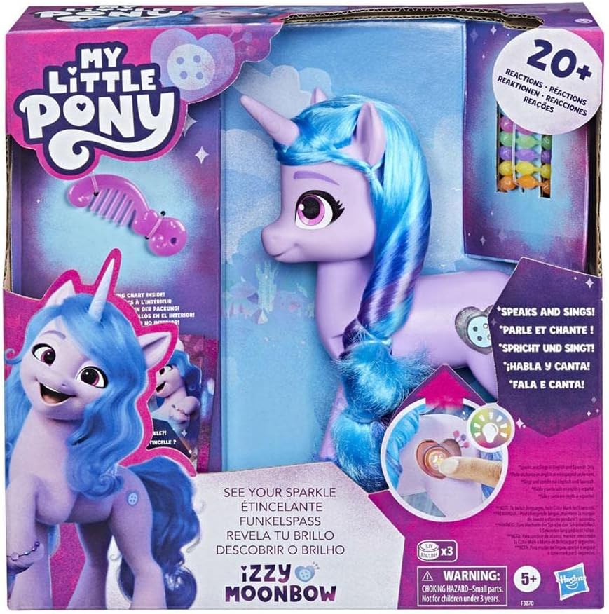 Make Your Mark Toy See Your Sparkle Izzy Moonbow -- 8-Inch Pony for Kids that Sings, Speaks, Lights Up