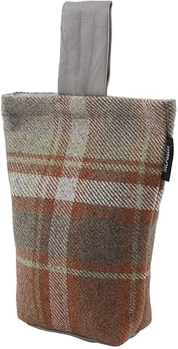 McAlister Textiles Heritage - Tope de puerta sin rellenar naranja quemado, tope decorativo con patrón de cuadros de tartán, accesorio para el hogar,