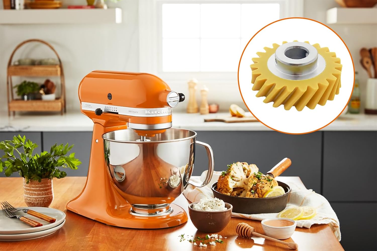 [2-Pack] W10112253 Mixer Worm Gear Replacement Set - Compatible with KitchenAid, Whirlpool & Kenmore Stand Mixers - Replaces 4162897/4169830/AP4295669/WPW10112253 /PS11748374/4161531