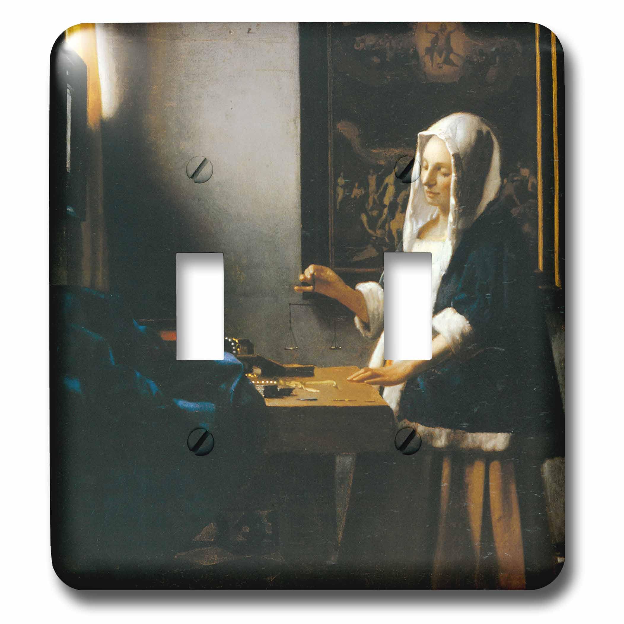 Plaque interrupteur double Vermeer finition de qualité supérieure par 3dRose