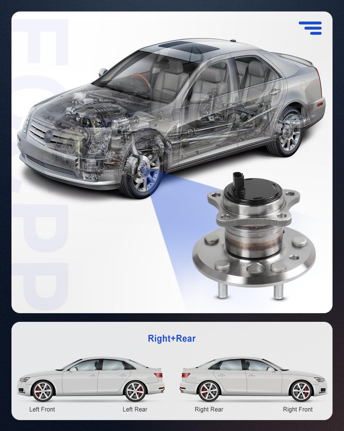 ECCPP Wheel Hub and Bearing Assembly Left Rear 512207 fit for Lexus Es300 2002-2003, for Lexus Es330 2004-2006, for Lexus Es350 5 Lugs Wheel Bearing Hubs ABS with tegral Sensor 2pcs