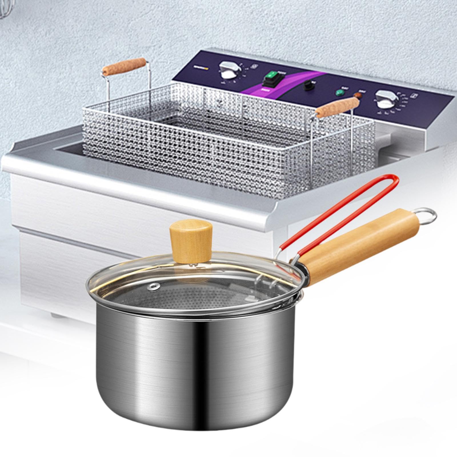 Deep Fryer Set Nonstick Small Deep Fryer Pot for Frying | Deep Fryer Set Nonstick Small Pot for Frying Cooking French Fries Stainless Steel-image-46