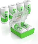EBL 6 Pack C Cell Rechargeable Batteries 5000mAh 1.2V Ni-Mh C Size Batteries 1500 Cycle (Battery Case Included)