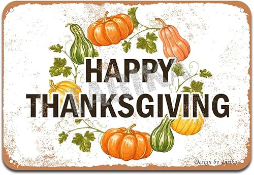 Cartel de hierro con texto en inglés Happy Thanksgiving Hero, letrero de hojalata, decoración de pared vintage para cafetería, bar, pub, hogar,