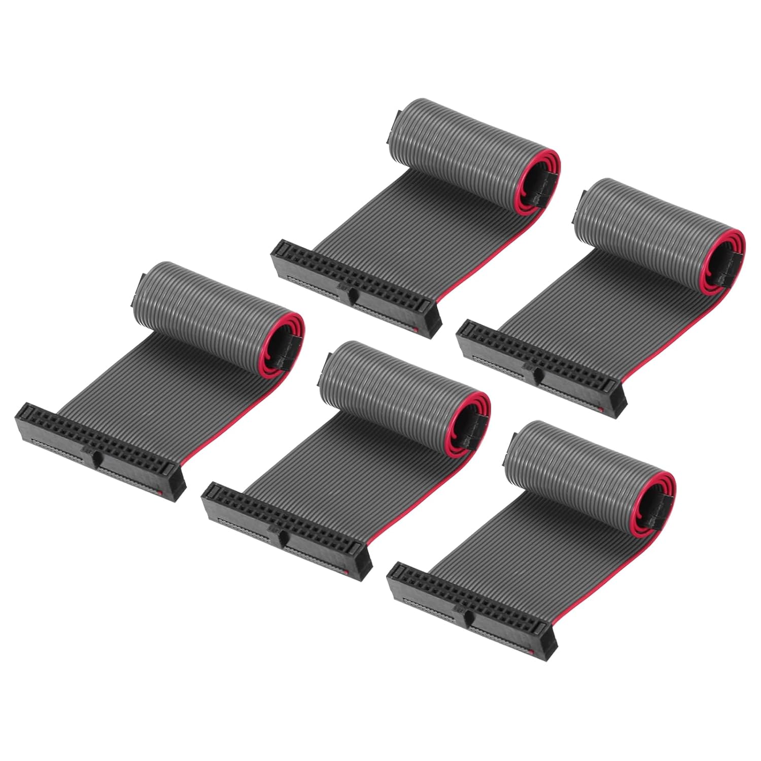 MECCANIXITY 5 Pcs IDC Flat Ribbon Cable, 1.27mm Pitch 4mm Width 10cm Long 6 Pin FC to FC Flat Ribbon Connector Jumper Wire for PC, LED Displays