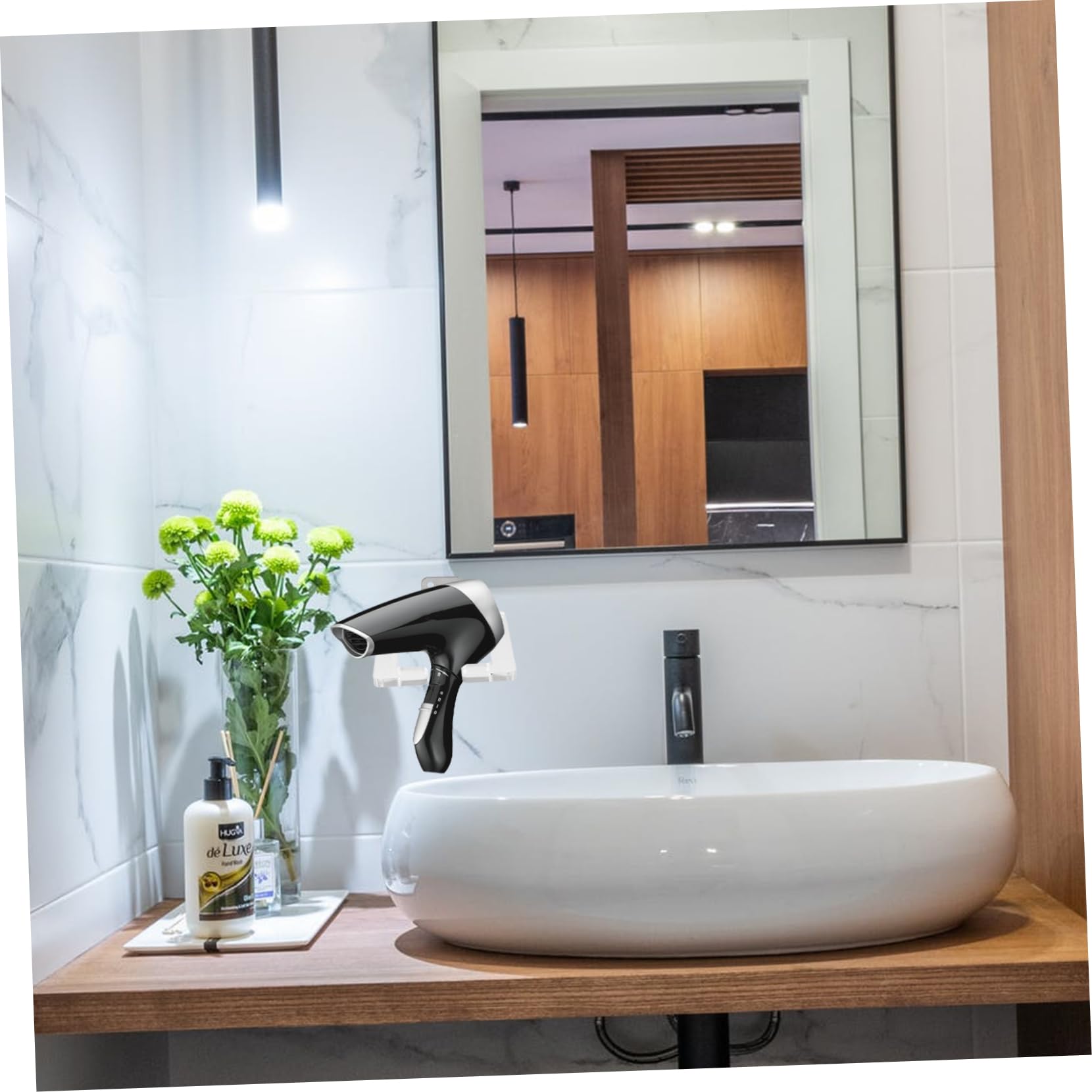 Cabilock 3pezzi Supporto Per Asciugacapelli Da Parete Mensola Salvaspazio Per Phon e Accessori Da Bagno Design Resistente Per Casa e Salone Di Bellezza