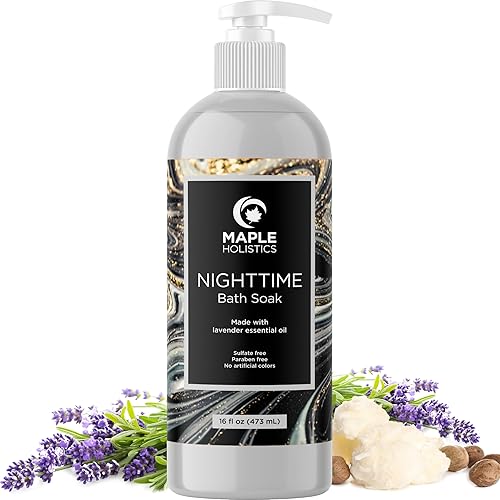 Baño de burbujas nocturno de lujo para mujeres, baño de aromaterapia para dormir, fórmula vegana relajante y nutritiva con aceite esencial de