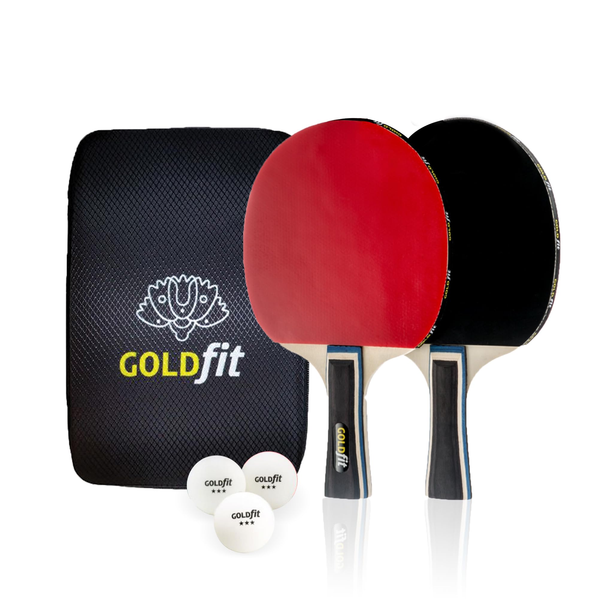 Set de 2 Raquetas de Ping Pong Profesional + 3 Pelotas | Palas de Tenis de Mesa | Principiantes y Profesionales para Exteriores con Funda
