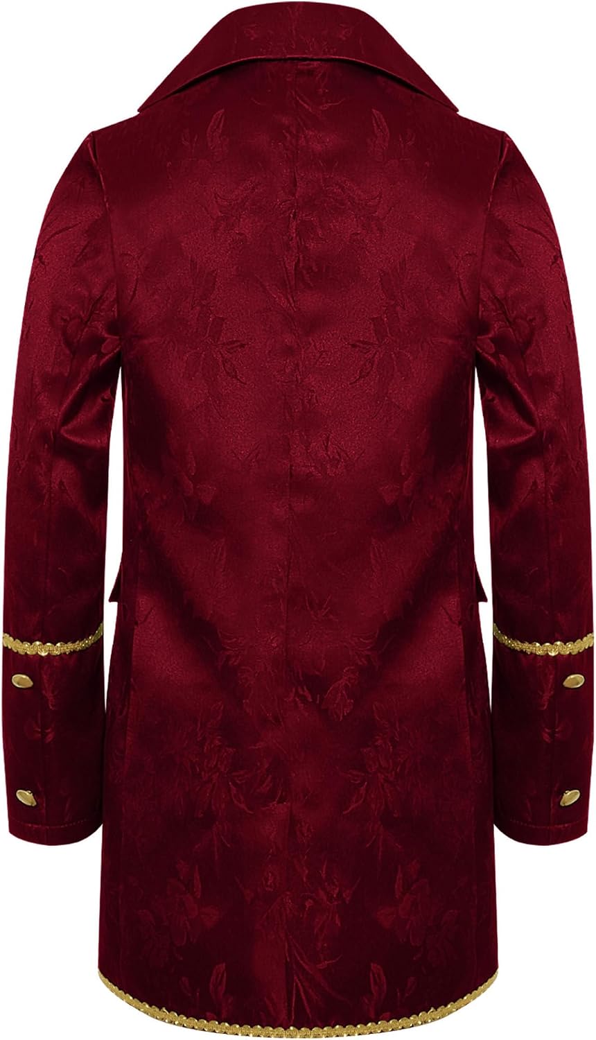 Kids Boys Steampunk Gothic Uniform Coat Drum Major Team Uniform Outwear Long Sleeve Team Tailcoat Burgundy 10 Years