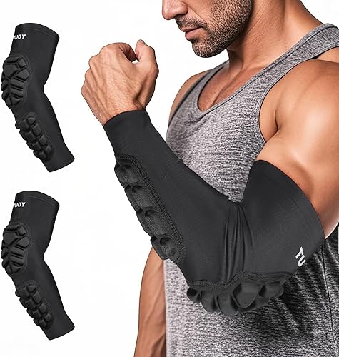 Miniatura 6 de Protector de codo acolchado de compresión para manga de brazo para baloncesto, fútbol, niños, jóvenes, adultos (1 par)