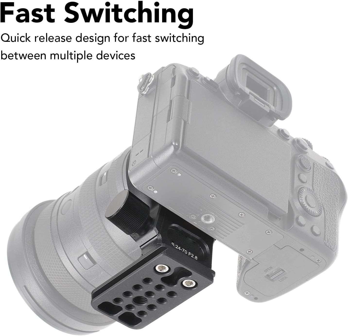 Lens Collar Support Bracket, Multi Thread Oversized Base for 24-70mm F2.8 DG DN Art, 85mm F1.4 DG DN, with 1/4" & 3/8" Mounts