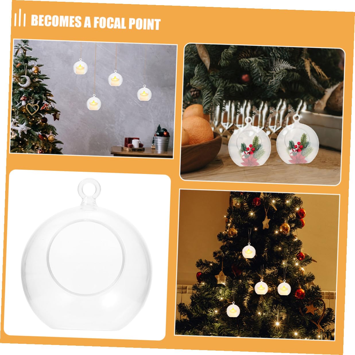 SOIMISS Bolas de Decoración Navideña Transparentes de Plástico Huecas para Rellenar 20 Piezas de 8 CM Abertura Adornos Colgantes para Fiestas Bodas y Ambiente Festivo