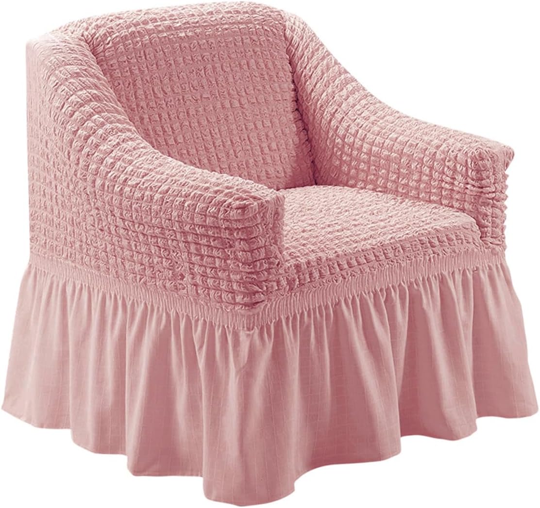 PRETYZOOM Modern Pink Fabric Sofa Cover Stretch Recliner Slipcover Skirt Comfortable Decorative Scratch-Resistant Suitable for Home Office