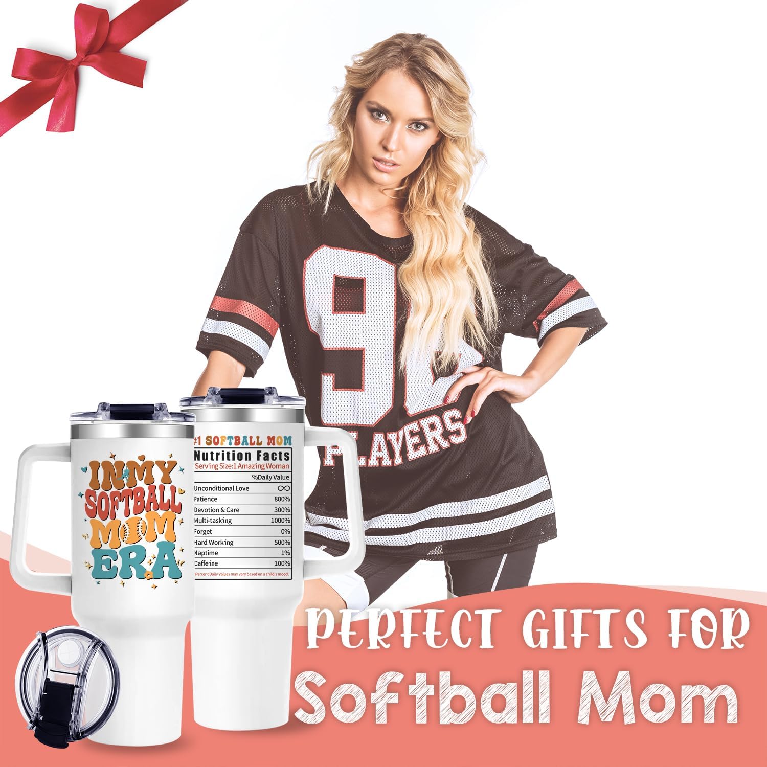 Softball Mom Gifts for Women Gifts for Baseball Mom Mothers Day Birthday Gift from Daughter Son,40oz Softballs Moms Tumblers for Women,Softballs Lover Mothers Must Have In Softball Moms Era - Image 7