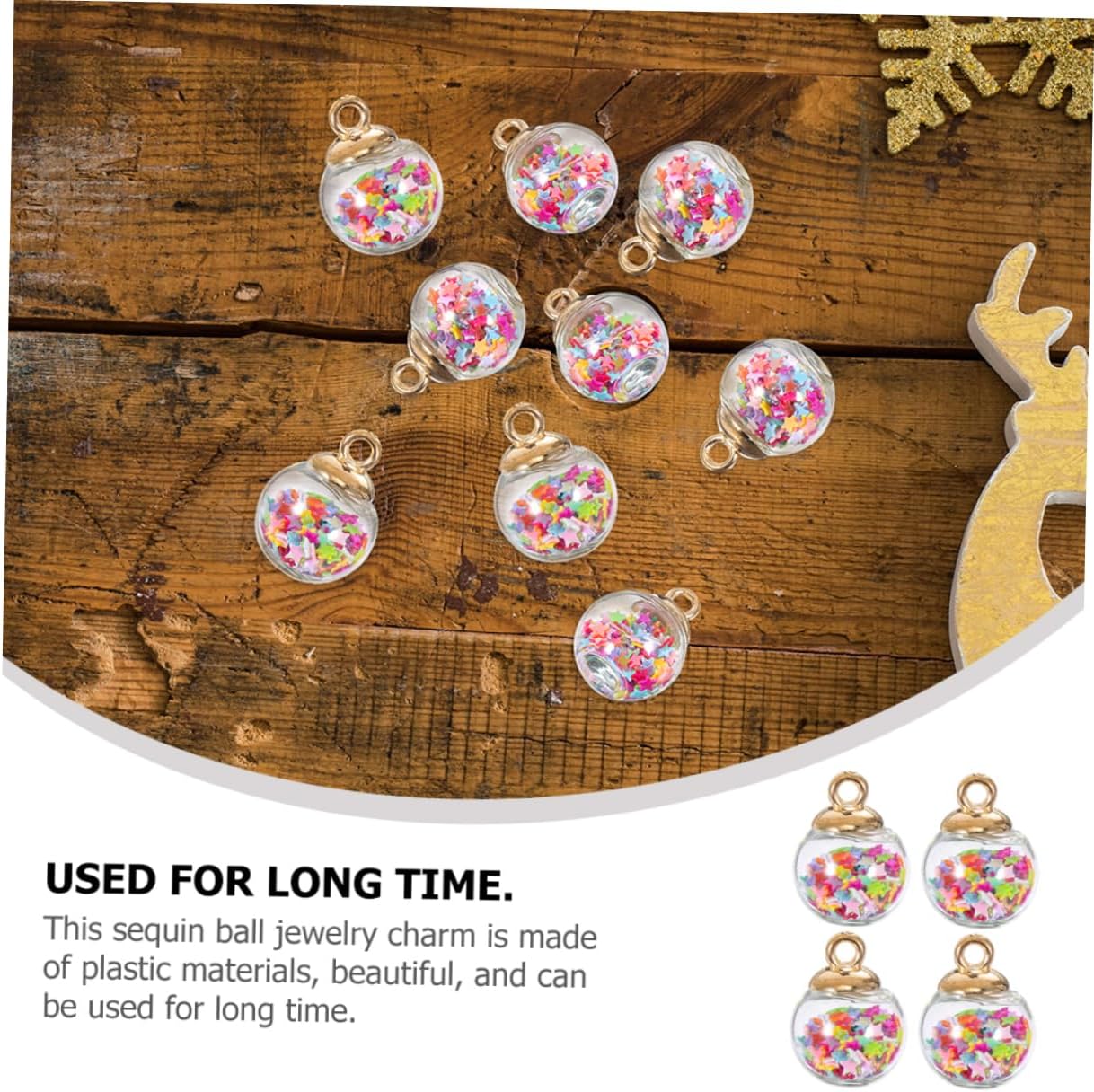 Hemoton 40Pcs Star Sequin Balls DIY Craft Pendants for Christmas Ornaments Glitter Jewelry Making Supplies for Necklaces Bracelets and Scrapbooking