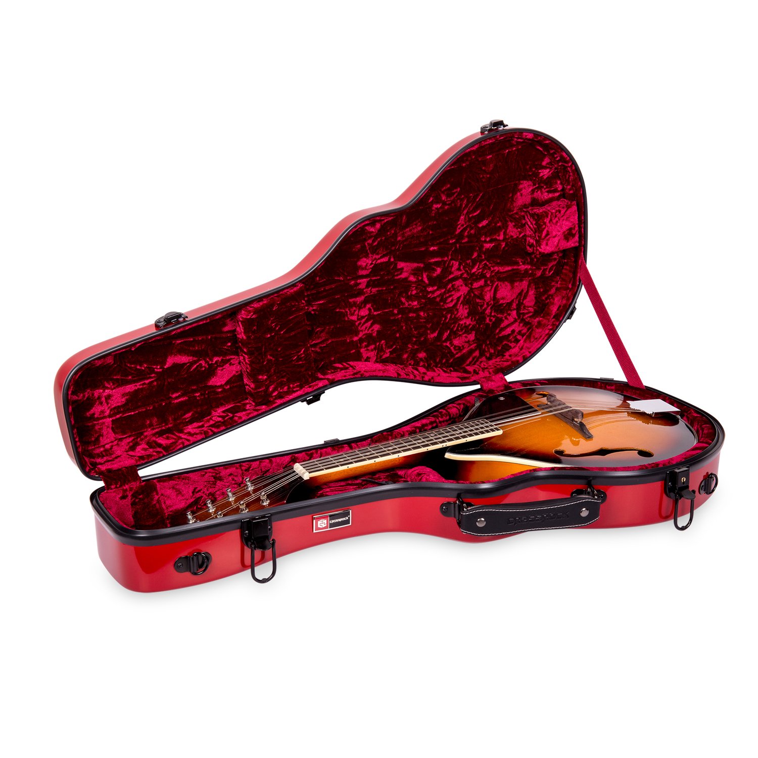 Crossrock Fiberglass Case fits for Both A&F Style Mandolin with Removable Shoulder Straps-Red(CRF1020MAFRD)
