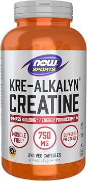 NOW Foods Sports Nutrition, Kre-Alkalyn Creatine 750 mg, Mass Building*/Energy Production*, 240 Veg Capsules
