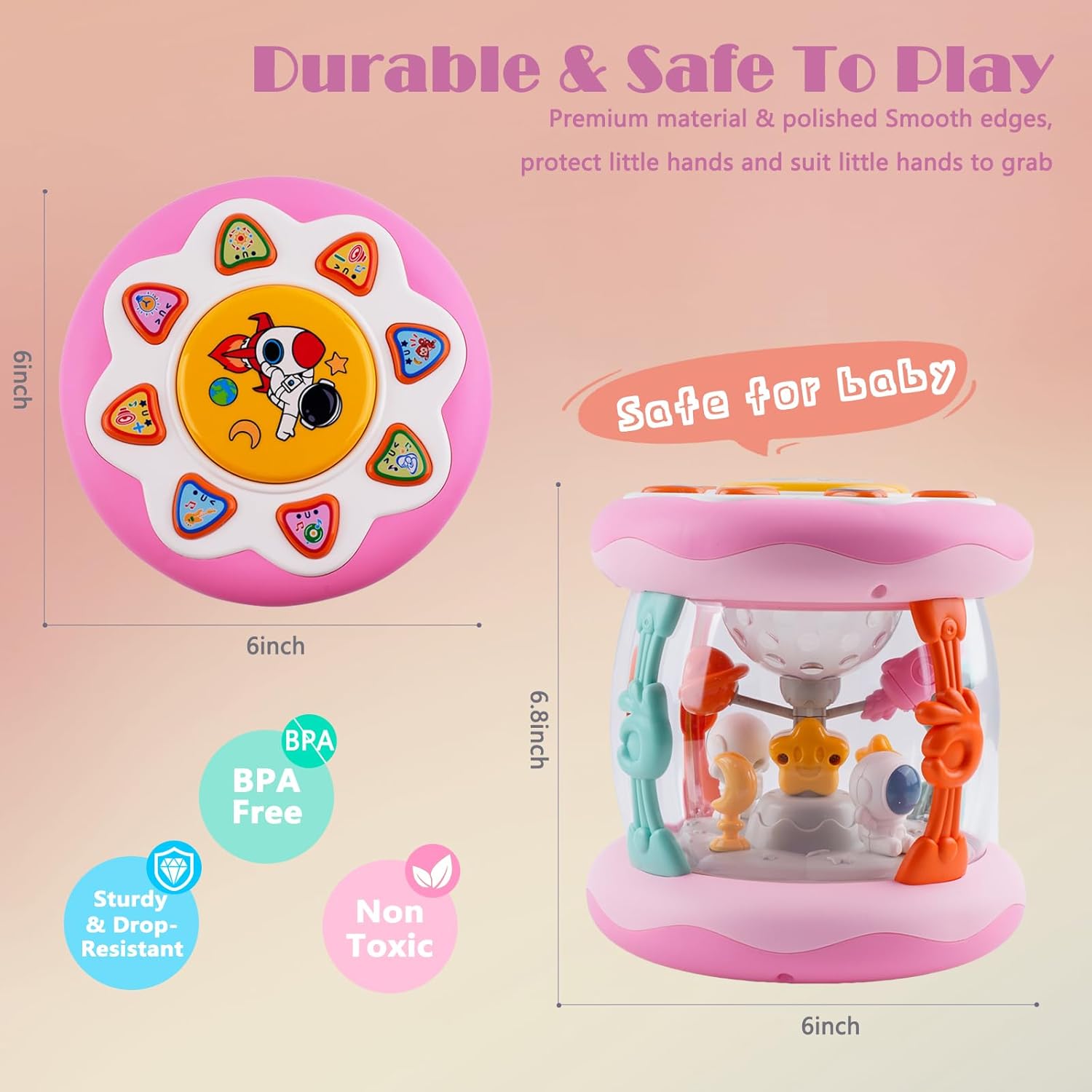 Baby Girl Toys 0-6 Months, Babies Outer Space Projector Rotating Musical Light Up Tummy Time Toy 6-12 Months, Crawling Learning Infant Toy for Toddlers 1 2 3 Years Old Newborn Birthday Gifts